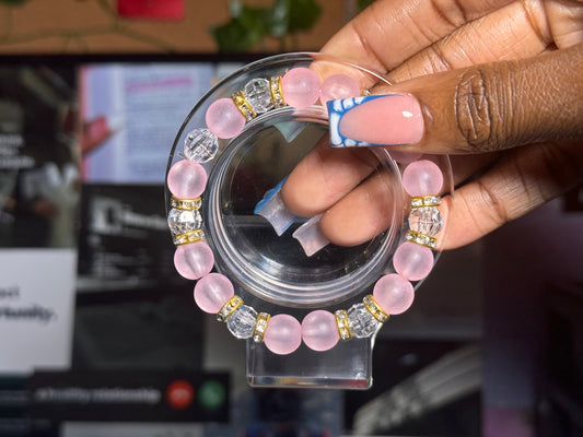 Pink With Crystal Bracelet (Gold)