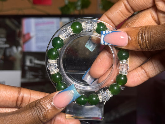 Green With Crystal Bracelet (Silver)